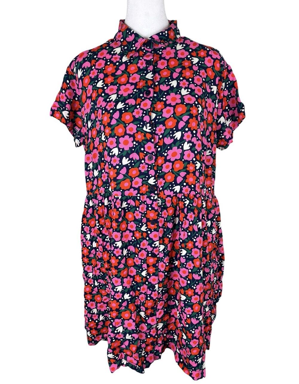 Hanna Andersson Pink Floral Babydoll Dress Cottagecore Picnic Playful Size Small
